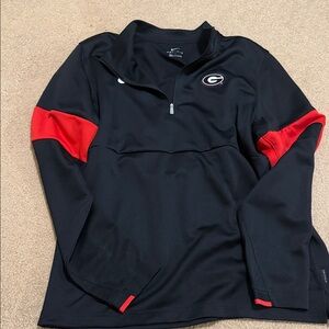 Nike Men's Black and Red Quarter-Zip Jacket